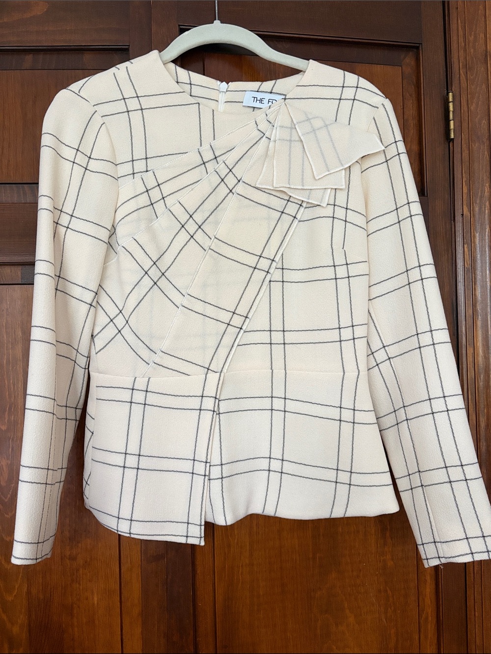 The Fold Amesbury Top Ivory And Black Check Crepe Size 2